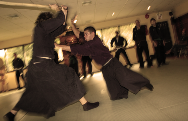 Adult students training authentic Ninpo-Taijutsu at the Jinenkan Dojo in Mahopac, New York