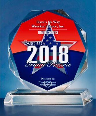 Nominated for small business of the year and awarded the "Best of Grand Prairie" 2018