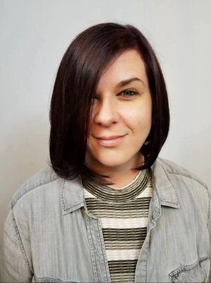 Plum brunette bob