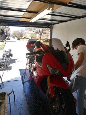 Ryan working on one of the bikes