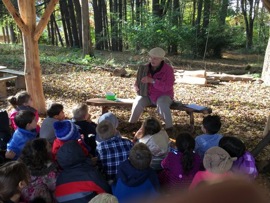 Teaching a nature lesson under our pavilion.