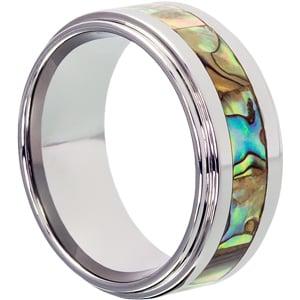 Epic Abalone Shell Inlay https://www.forevermetals.com/shell-tungsten-bands/epic-abalone-colored-shell-rings/