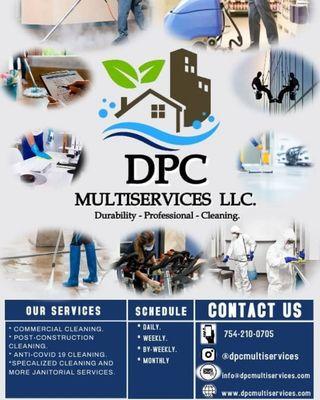 Residential commercial Office Janitorial cleaning services pressure washing and Post Construction Cleaning. Contact www.dpcmultiservices.com