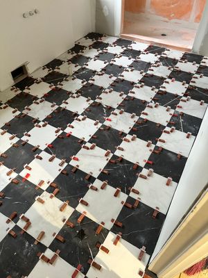 Complete bathroom remodel with floor tile