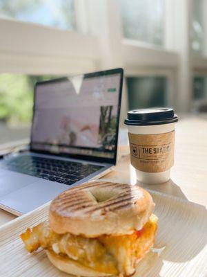 Delicious breakfast bagel sandwich. So good!!