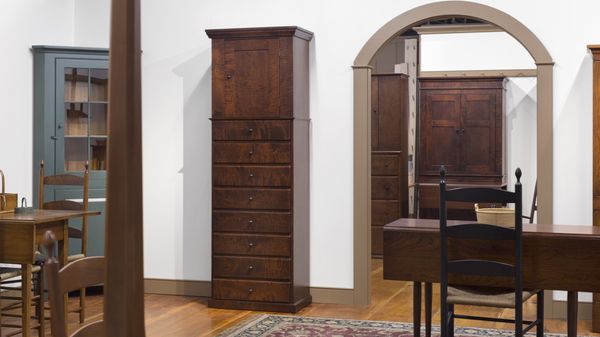 Another classic piece, our Eight Drawer Lingerie Cupboard done in Tiger Maple wood