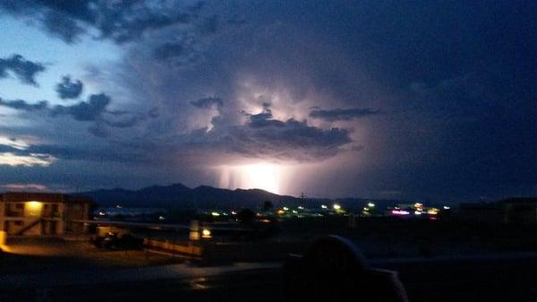 Lightning over the lake taken by my cell phone on July 28th,  2014. By Wendi O'Donnell.