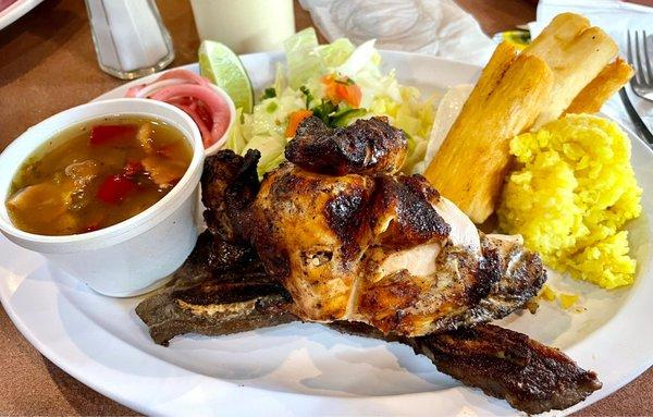 Chicken and Rib plate with yuca