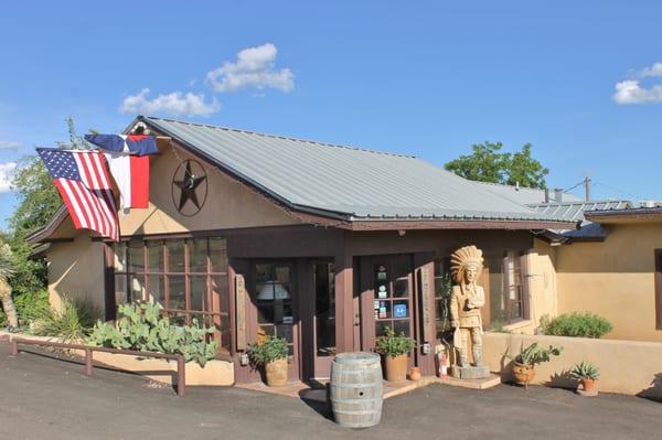 The Maverick Inn office.  And Wooden Indian guard.