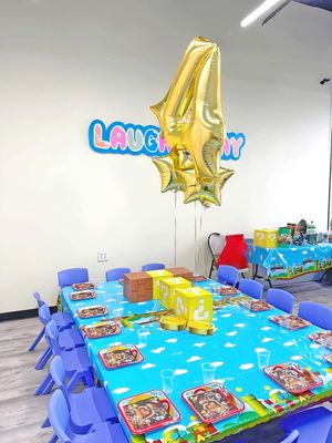 Party Room area decorated for birthday