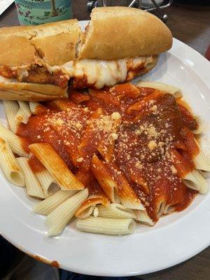 Chicken Parm Hero with Pasta