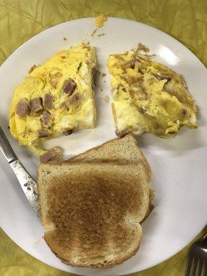 Ham, egg and cheese omelette