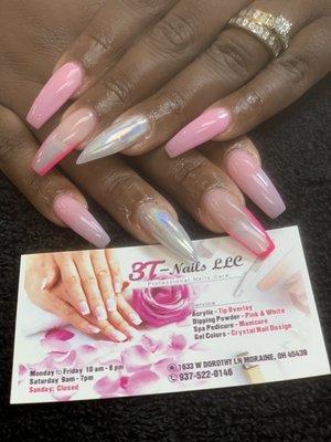 We specialize in acrylic, gel, gel powder, dip system, pedicures, and manicure