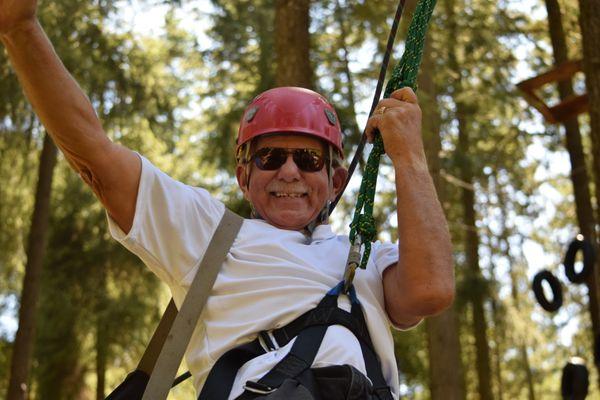 You're never too old to challenge yourself on our low or high ropes course!