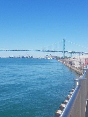 Ambassador bridge and the great lakes cruise ship.