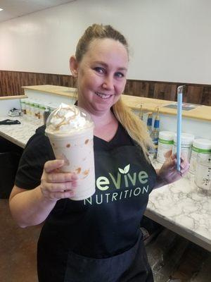 Looking for a meal replacement shake, come taste this delicious Caramel Macchiato shake..