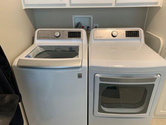 New professionally installed washer and dryer.