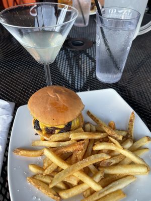 Happy Hour Double Cheeseburger and Fries