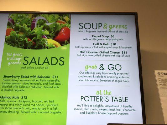 Salad and "grab and go" menu