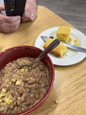 Down home cookin. Soup beans and corn bread