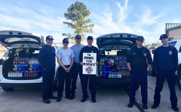 Water donations for Ardmore Fire Dept