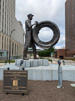 Akron Rubber Worker Sculpture