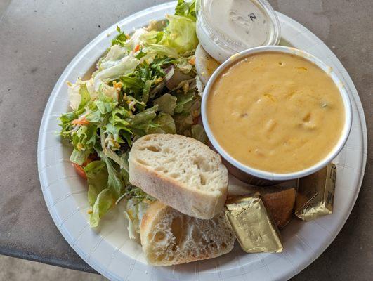 Light & Tasty Meal, $7.49 prior to tax. Shown with cheese chowder