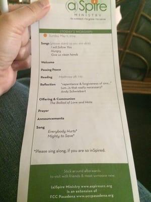 Church bulletin