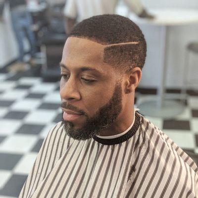 Taper Cut With Hard Part. Beard Trim