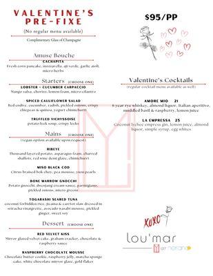 Valentine's Day Menu