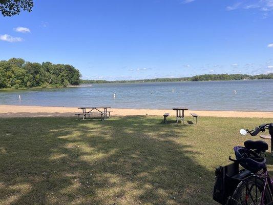 Beach area & picnic tables