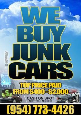 We buy all junk cars and trucks any condition. mention this yelp add and get free pick up with all junk cars