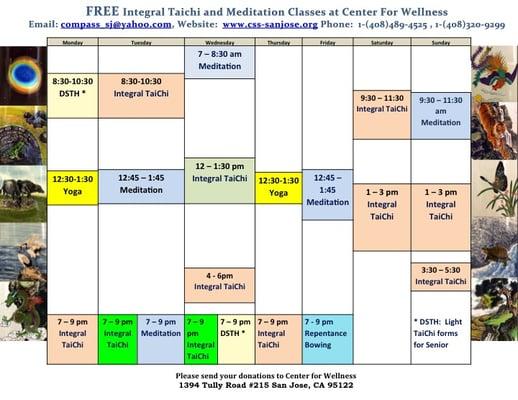 Free of Charge classes, taught by certified integral TaiChi instructors.  We aim to bring you Health, Hope, and Healing.