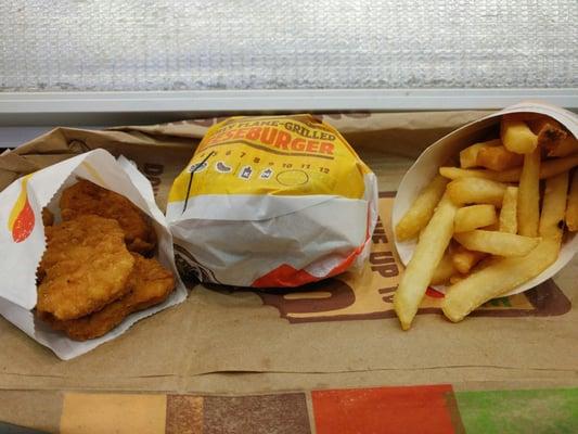 4-piece chicken nugget, double cheeseburger, small fry.