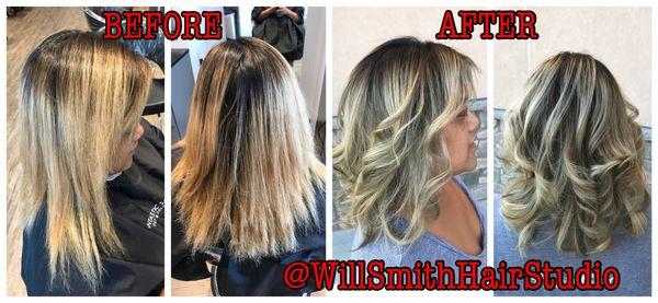 Before pics of another stylist/ salon who damaged and ruined guests hair. After pic of what I did and our end result.