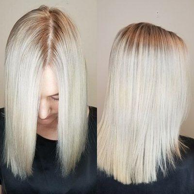 Microfoil and Balayage technique was used to create this incredible cool Blonde by Shana!