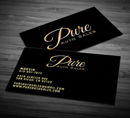 Pure Auto Sales Business cards and Flyer