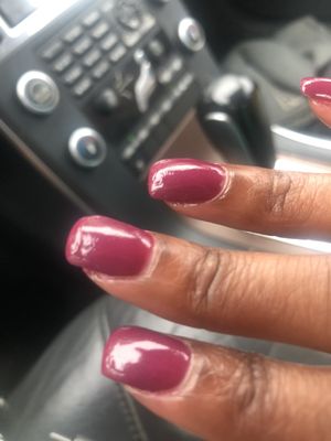 SNS nails uneven and not properly buffed.