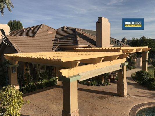 Wood pergola restoration in Porter Ranch, CA