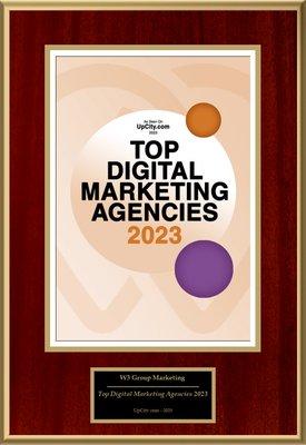 UpCity includes W3 Group Marketing in their Top Digital Marketing Agencies 2023 - this is an overall Top Digital Agencies list.