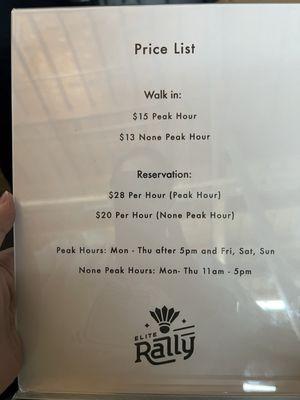 Price list