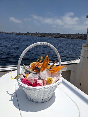 Lovely flower basket that we added flowers to.