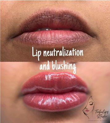 Lip neutralization and blushing