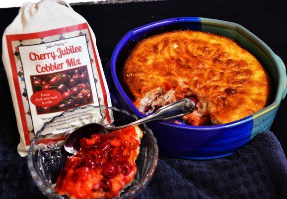 Southern Style Cherry Cobbler Mix serve warm with ice cream