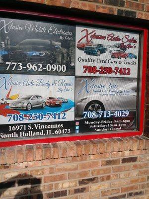 This is your One Stop Shop car detailing Auto alarm the remote starters Tires and Wheels and Body and Fender