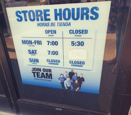 Store hours.