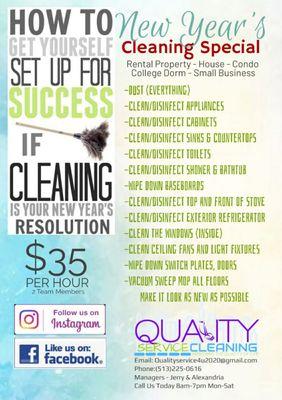 NEW YEARS CLEANING SPECIALS.!