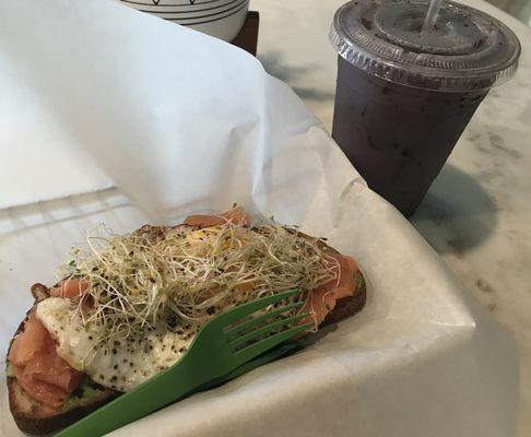 Avocado-Smoked Toast and Blueberry Mylk