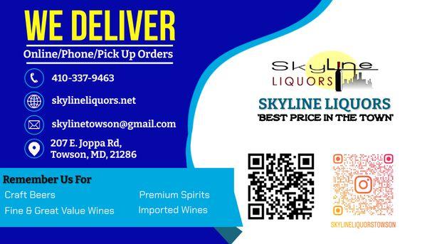 WE DELIVER
Online/Phone/Pick Up Order