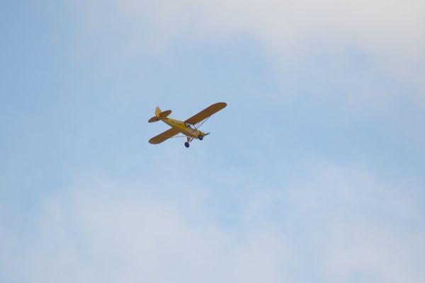 Yellow prop plane #N513MM, the noisiest one flying directly over my house all day, back and forth every few minutes.